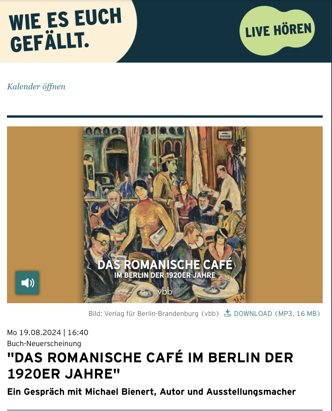 Podcast BLVD Ku’damm – Das Romanische Café im Berlin der 1920er Jahre